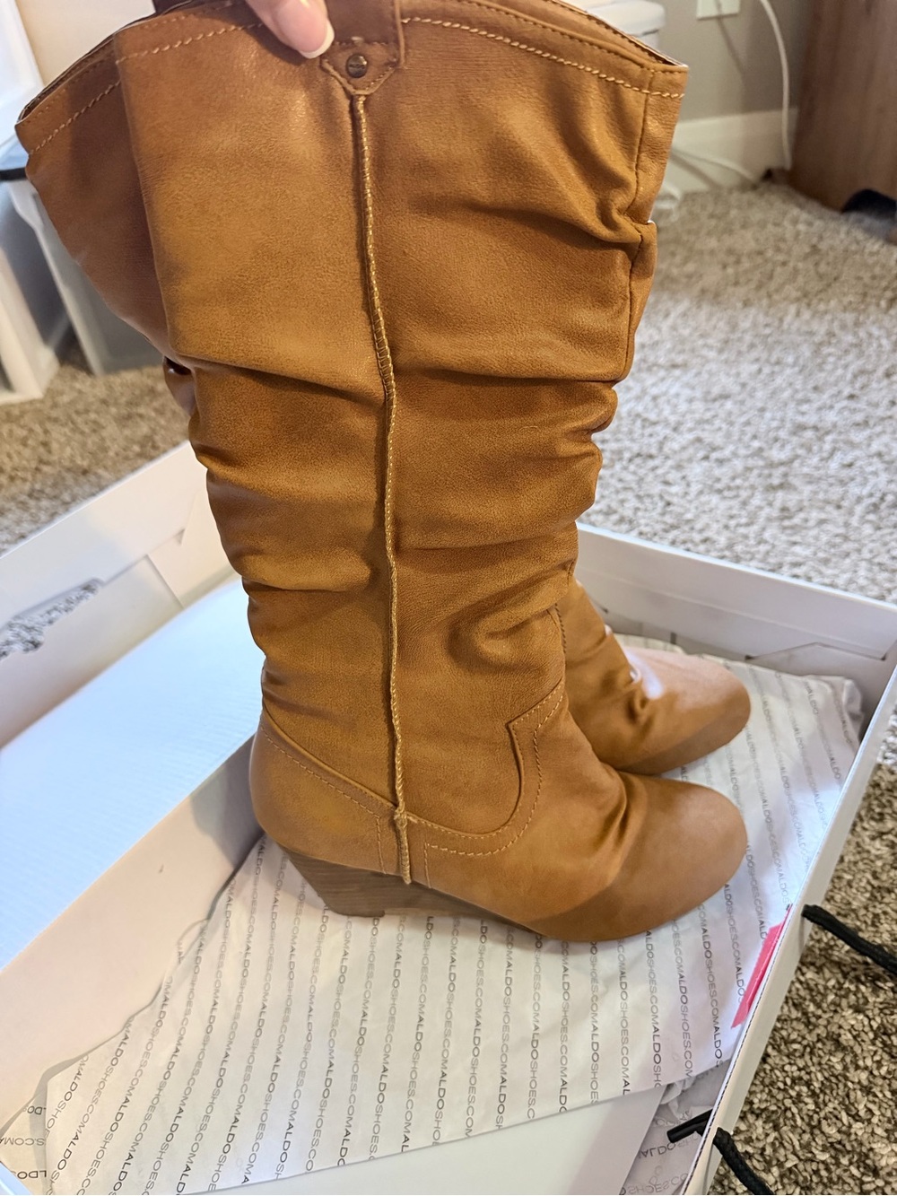 Aldo Tan Slouchy Mid-Calf Heeled Boots